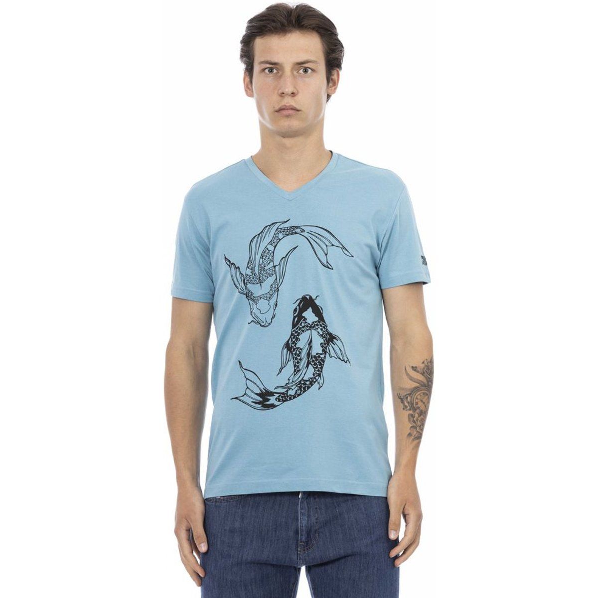 Herren V-Ausschnitt Koi Fisch T-Shirt