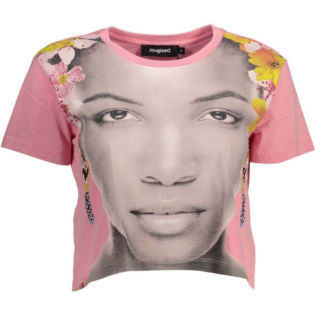 Kurzarm Crop T-Shirt mit Gesichtdruck