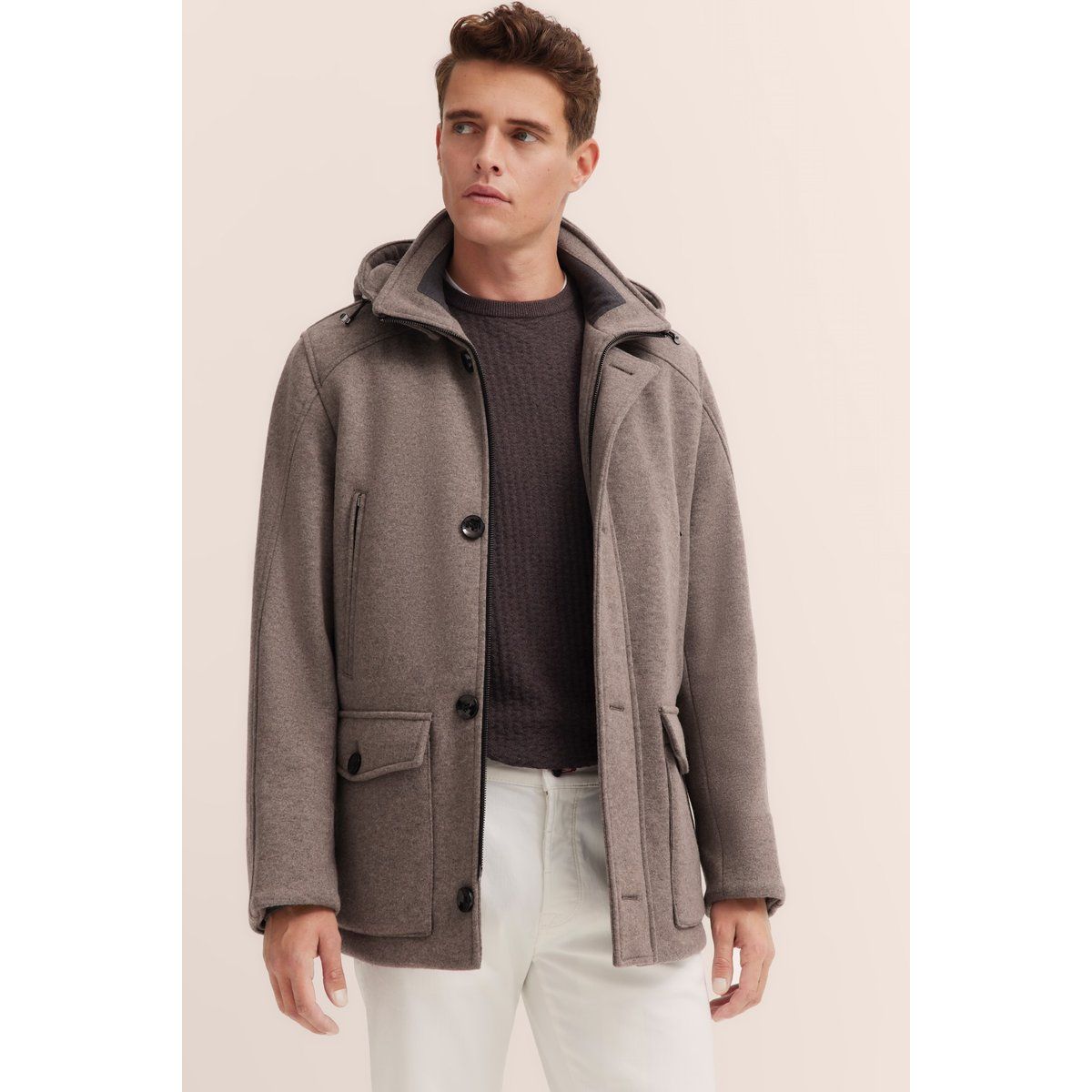 Kapuzenjacke aus Wollmischung