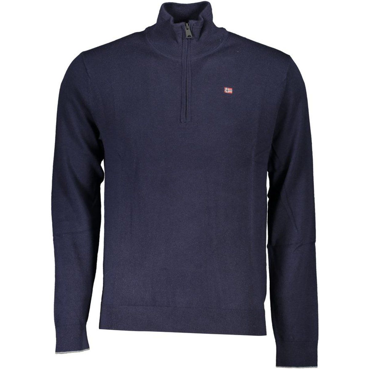 Herren Marineblauer Strickpullover mit halbem Reißverschluss