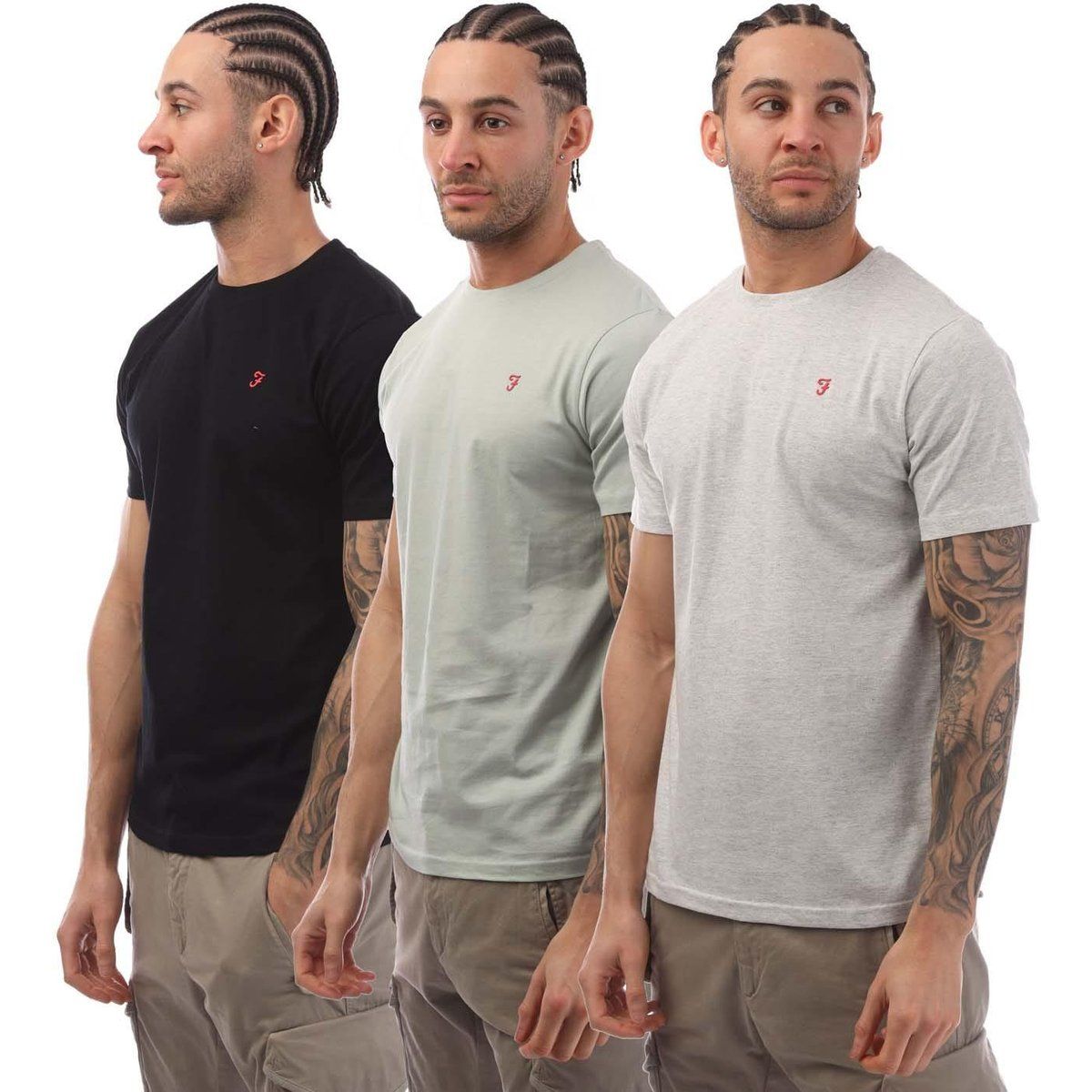 Herren T-Shirt 3er-Pack in Uni-Farben