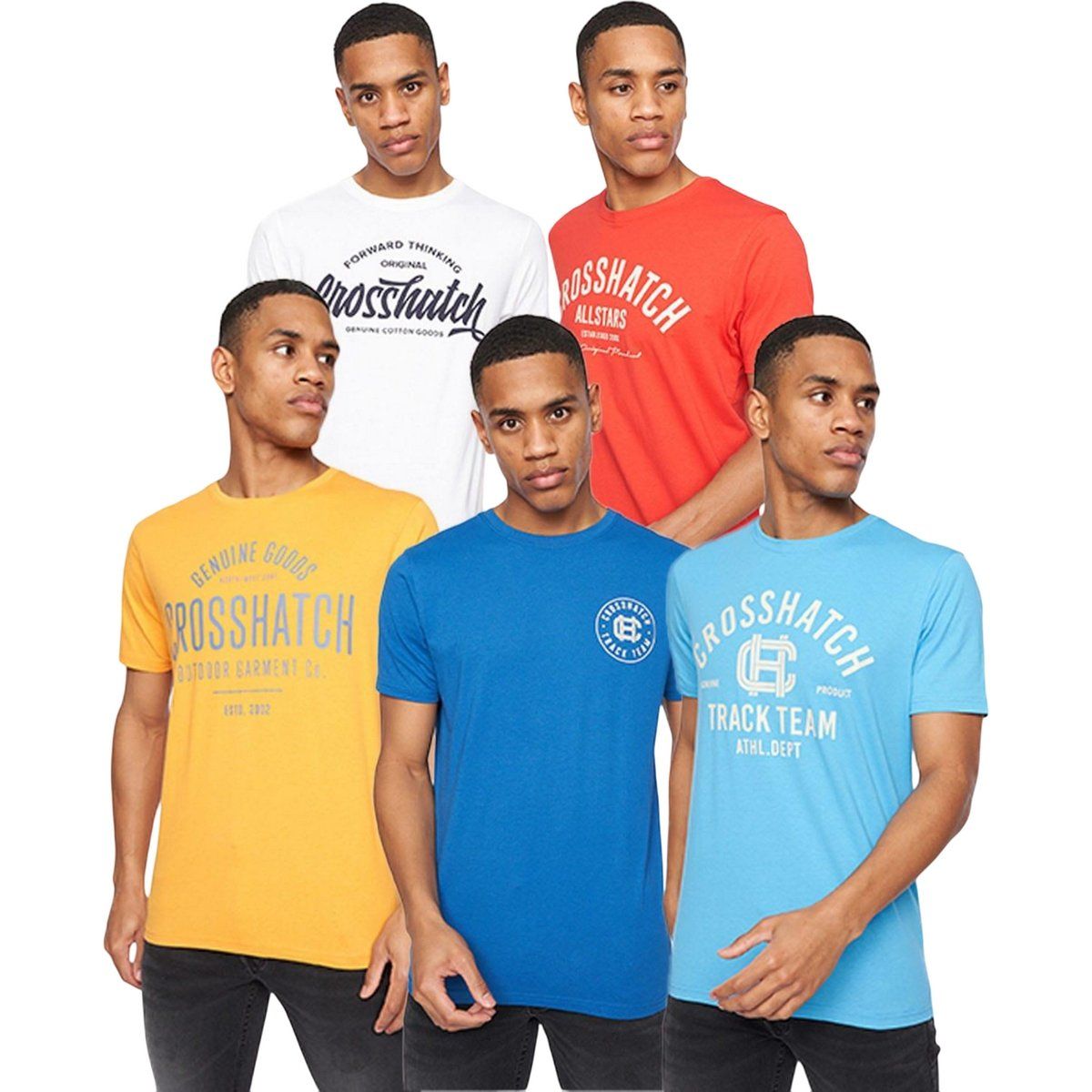 Herren T-Shirt mit Grafikprint, 5er-Pack