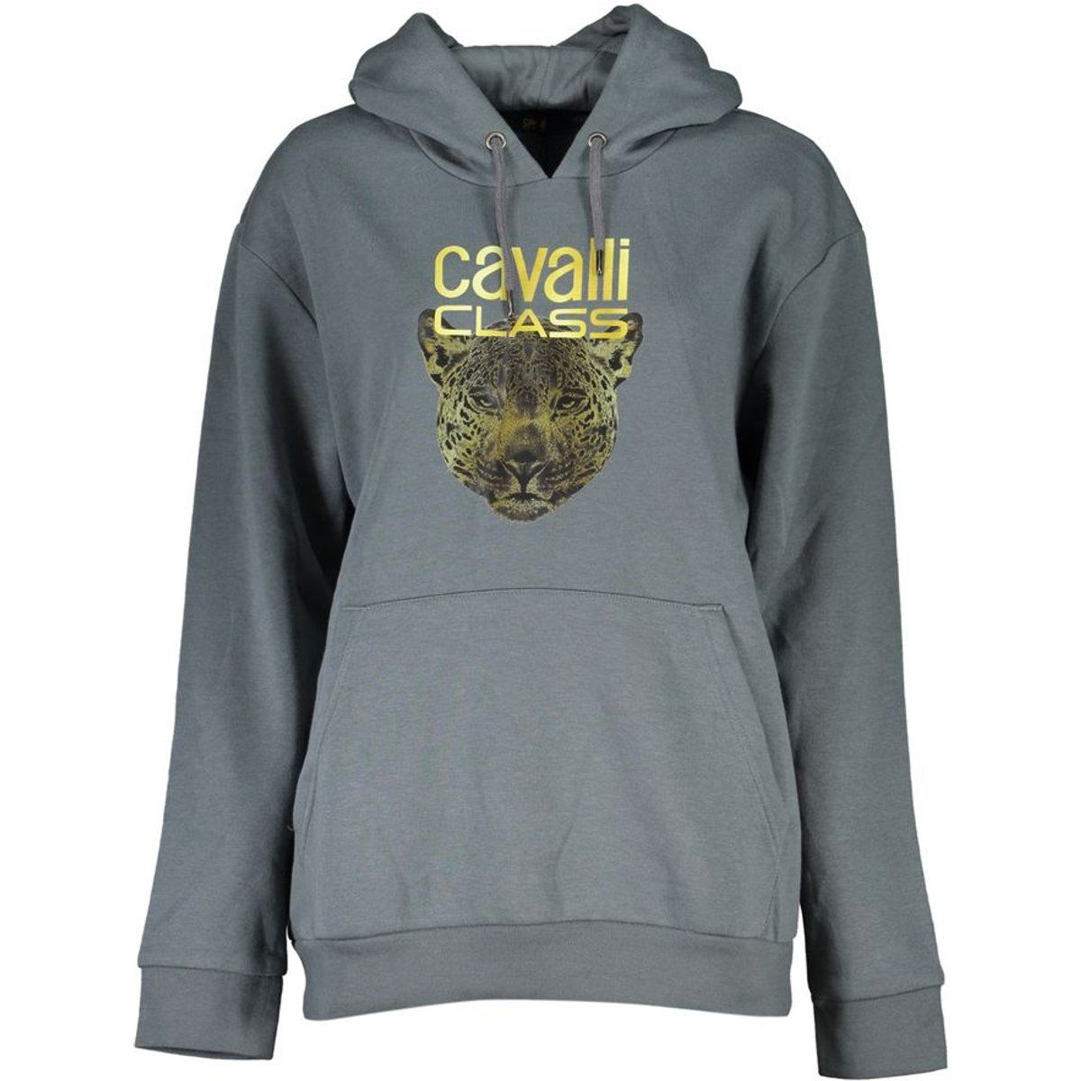 Damen Grauer Kapuzenpullover mit Leopardenmuster