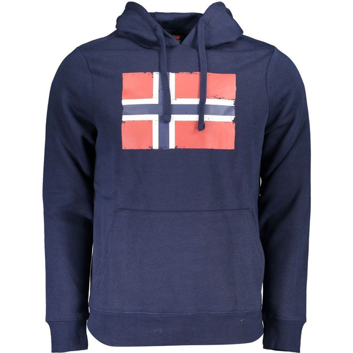 Marineblauer Hoodie mit norwegischem Flaggenprint