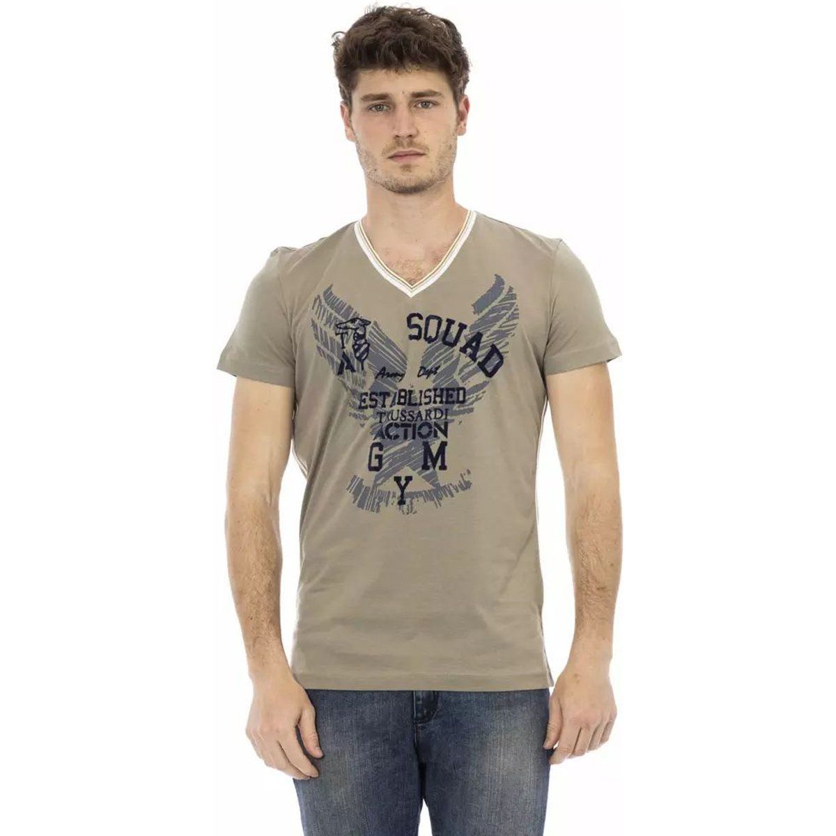 T-Shirt mit Grafikprint und V-Ausschnitt