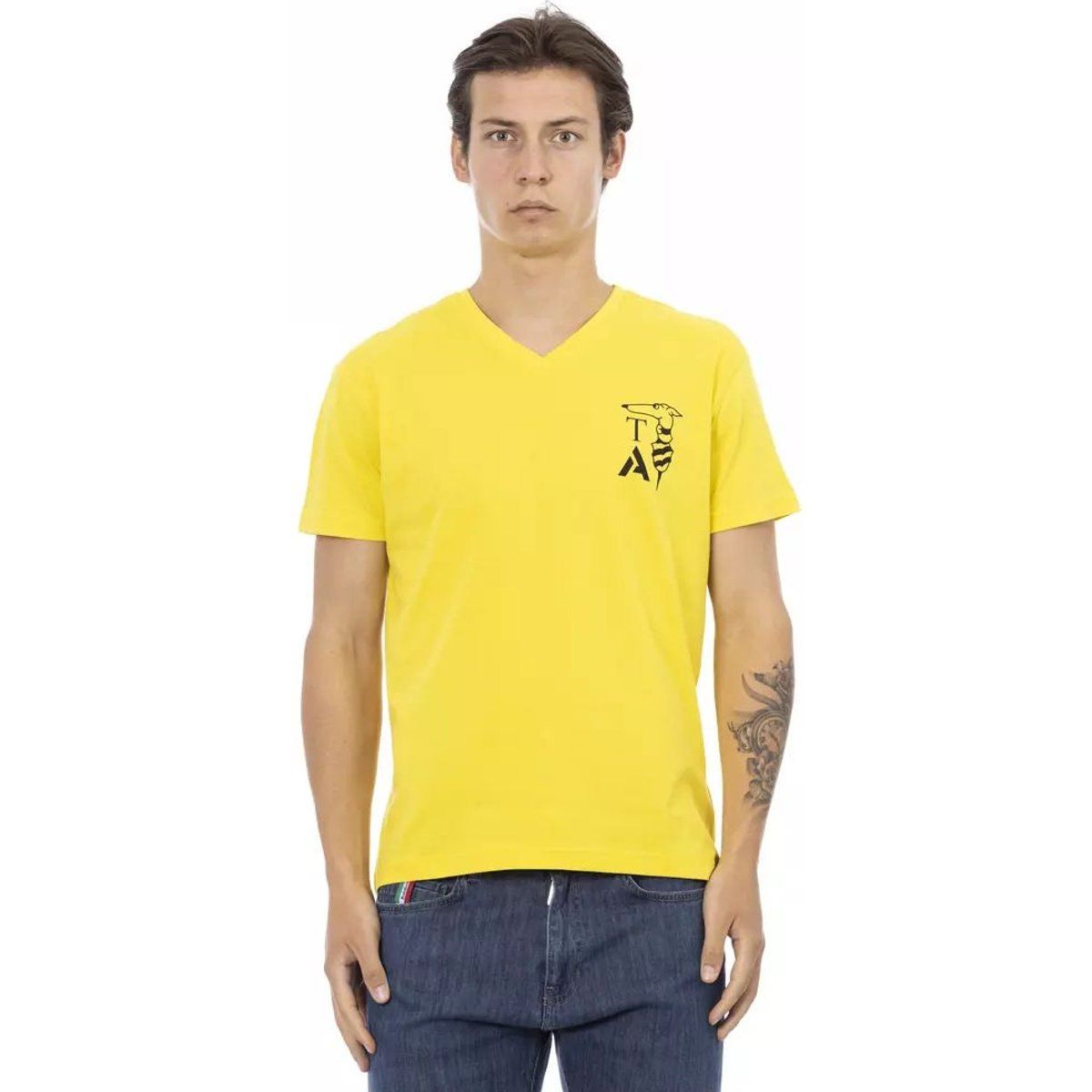 Klassisches Baumwoll-T-Shirt mit V-Ausschnitt
