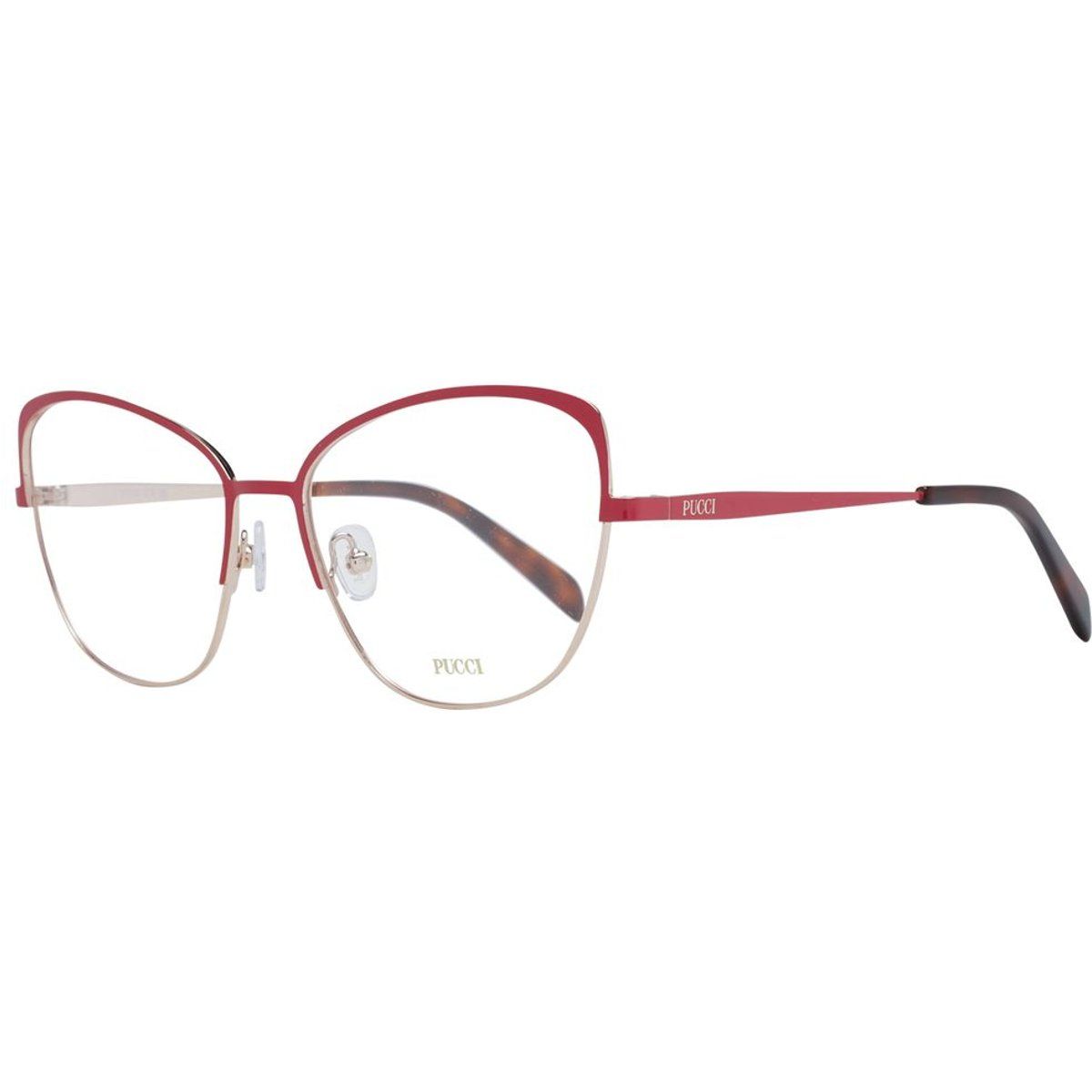 Cateye Brille mit rotem Metallrahmen