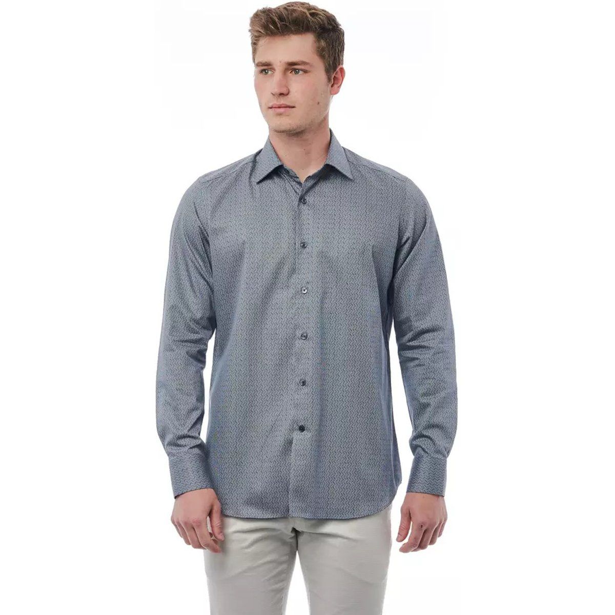 Gemustertes Slim Fit Langarmhemd