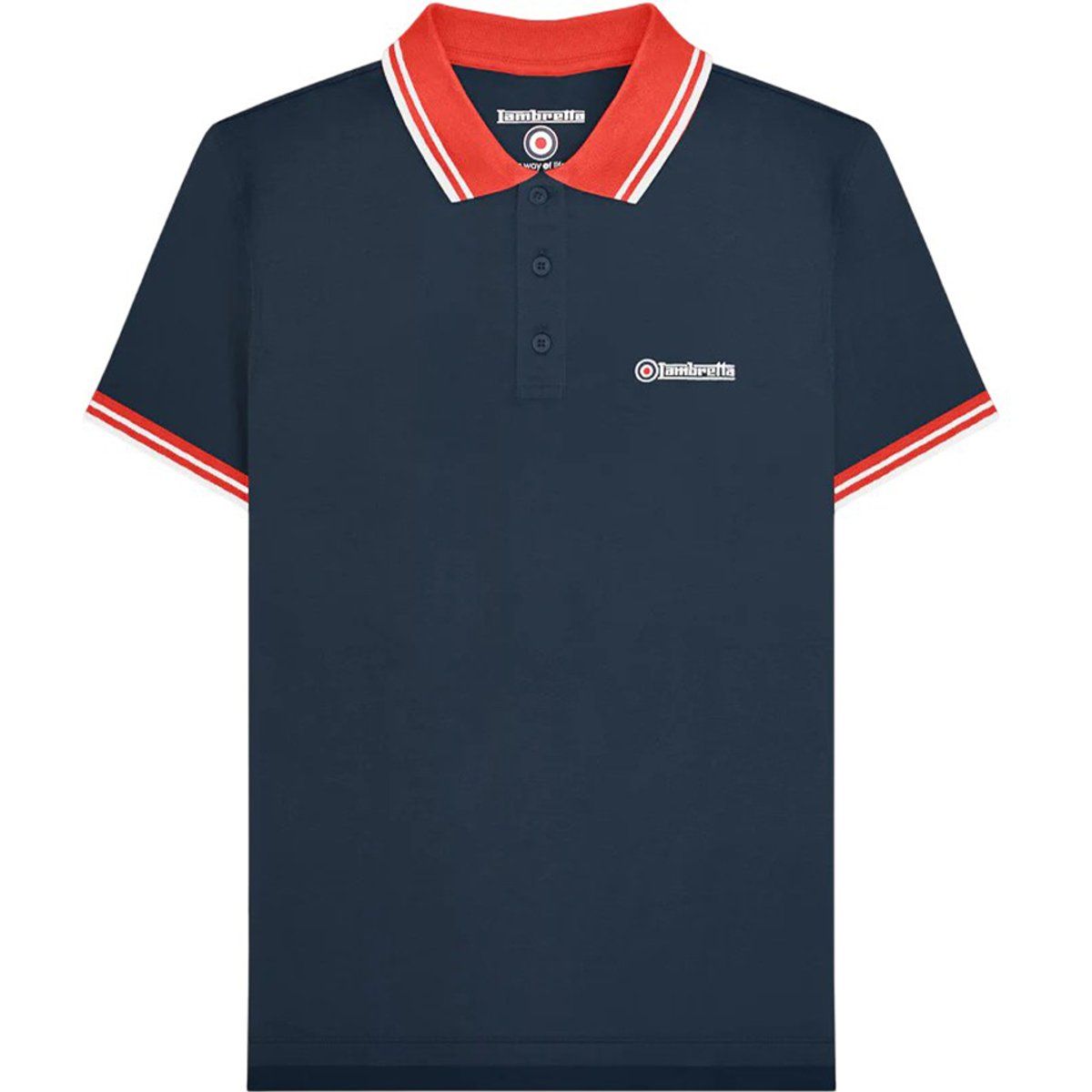 Lambretta Herren Polohemd mit kontrastierenden Kanten (Marineblau/Rot)