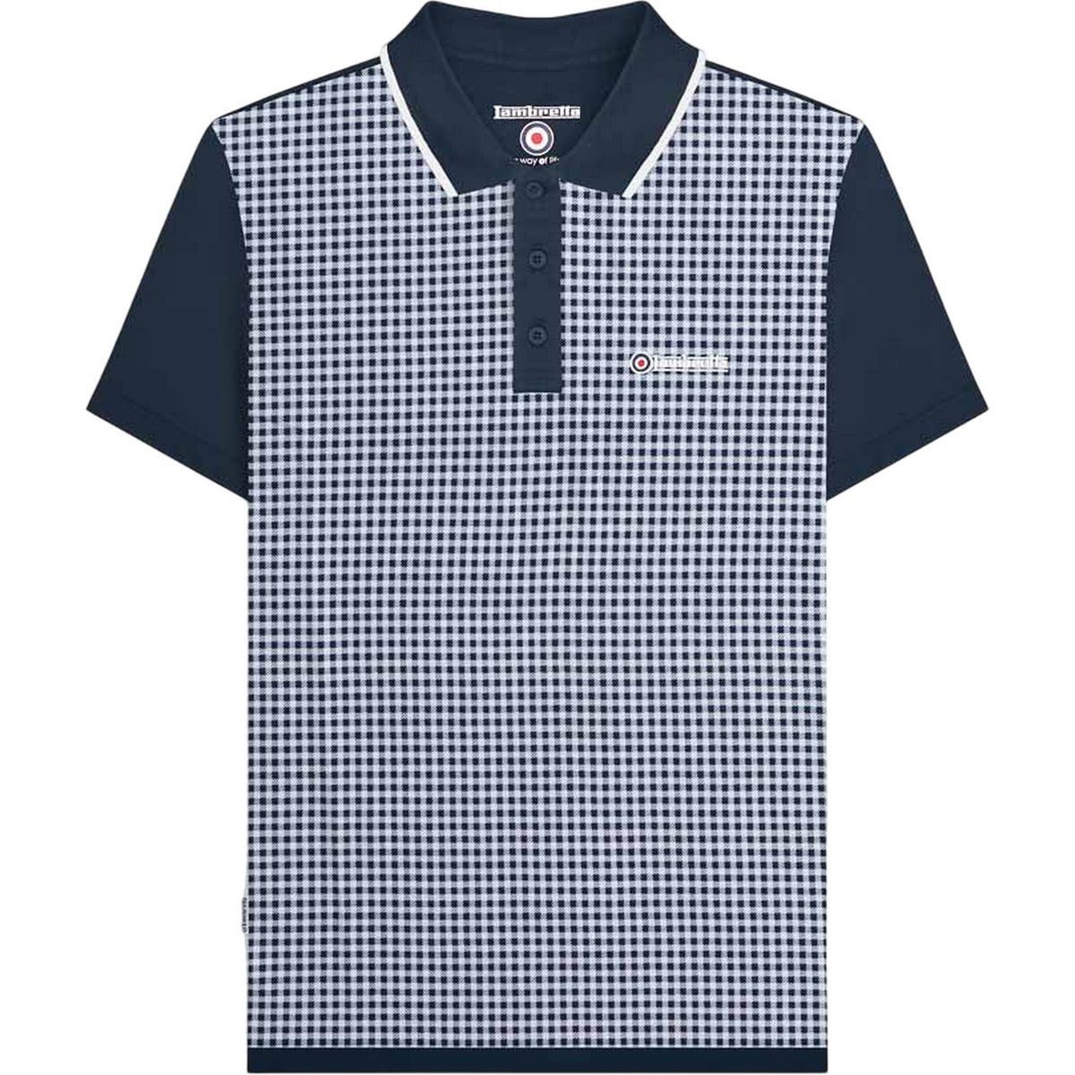 Lambretta Herren Gingham Poloshirt (Navy)