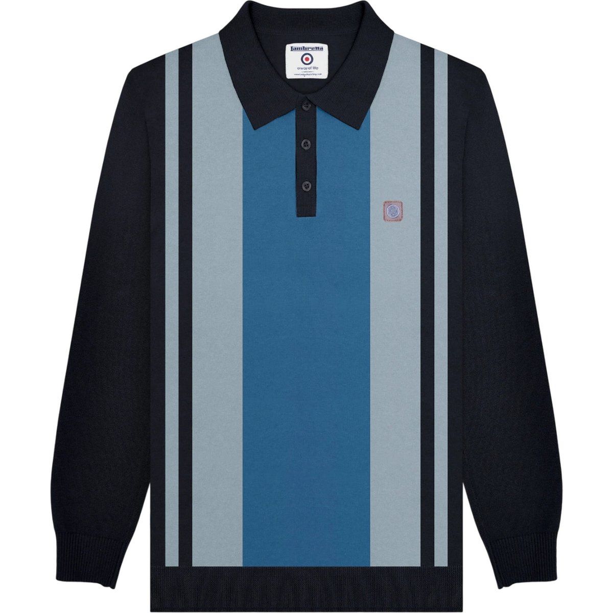 Herren Poloshirt mit Streifen, lange Ärmel