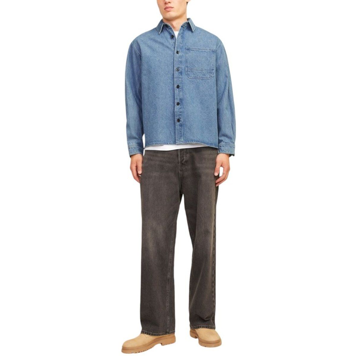 Denim-Hemd Langarm Klassische Passform