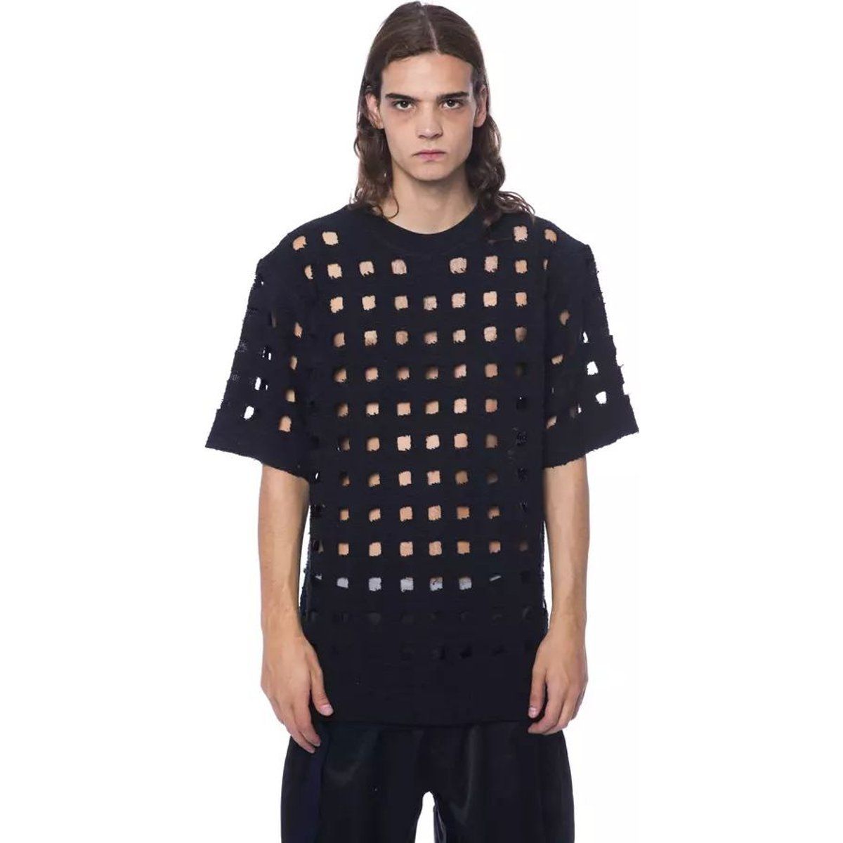 T-Shirt mit Cut-Out Gittermuster