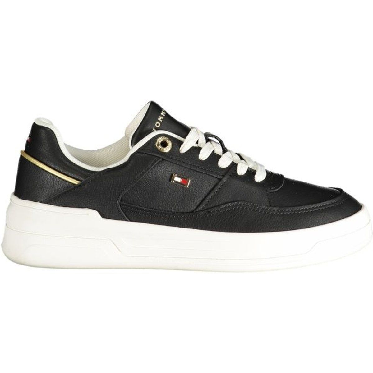 Leder Court Sneakers mit goldenem Detail