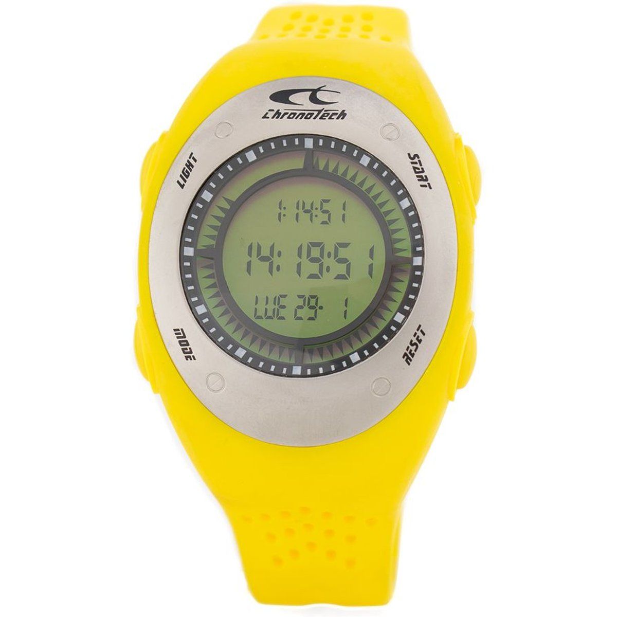 Gelbe digitale Sportuhr Chronograph