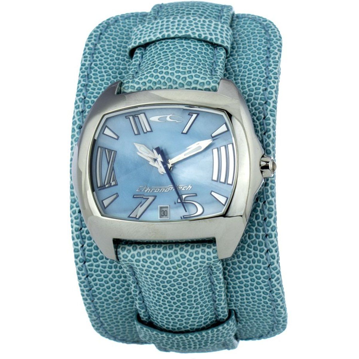 Damen Armbanduhr mit blauem Zifferblatt und Manschette