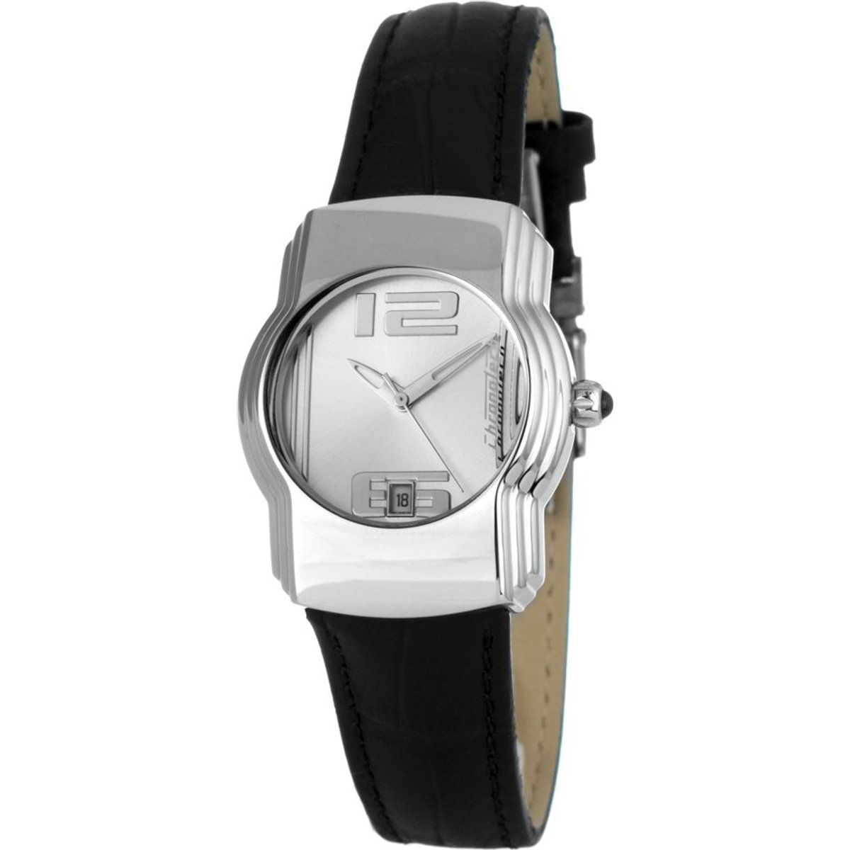 Elegante Silbernes Zifferblatt Schwarze Lederuhr