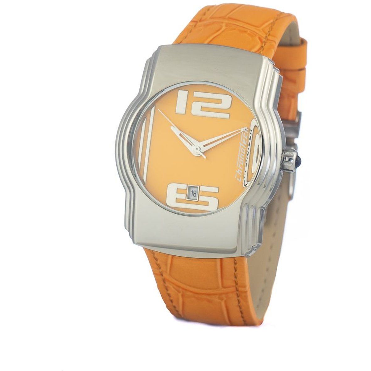 Orangefarbenes Zifferblatt Lederarmbanduhr