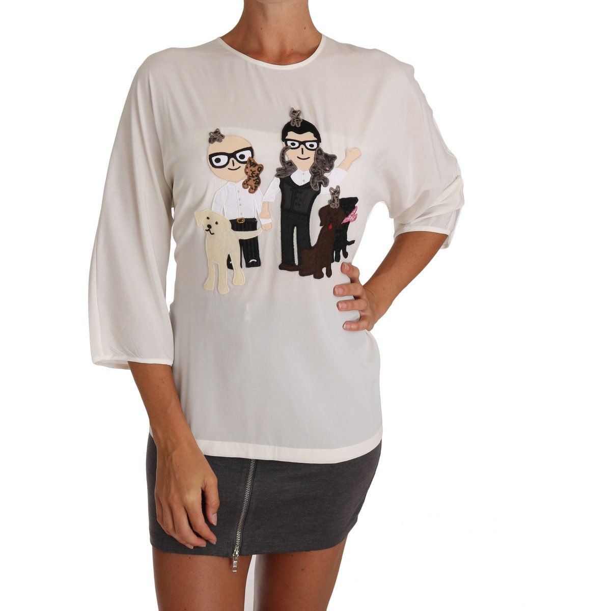 Seidenbluse mit Applikationen
