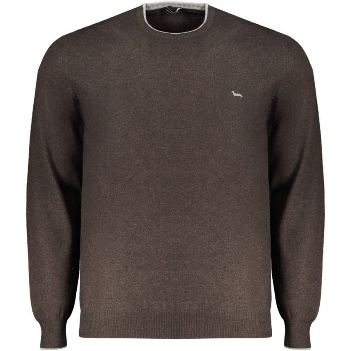 Brauner Merino-Wollpullover mit Rundhalsausschnitt