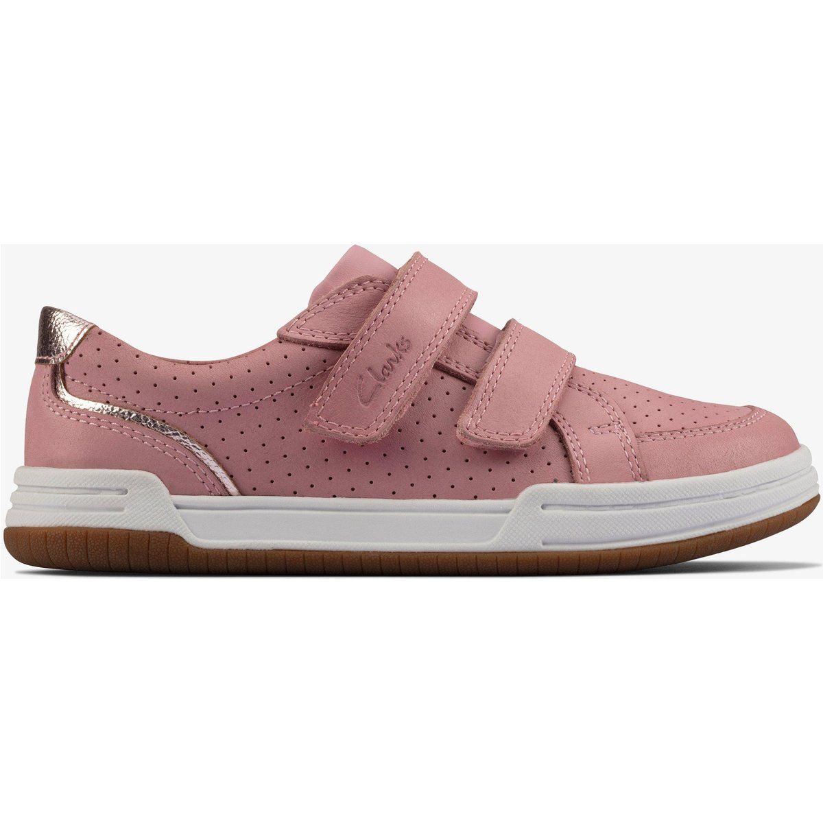 Rosa Leder Sneaker mit Klettverschluss