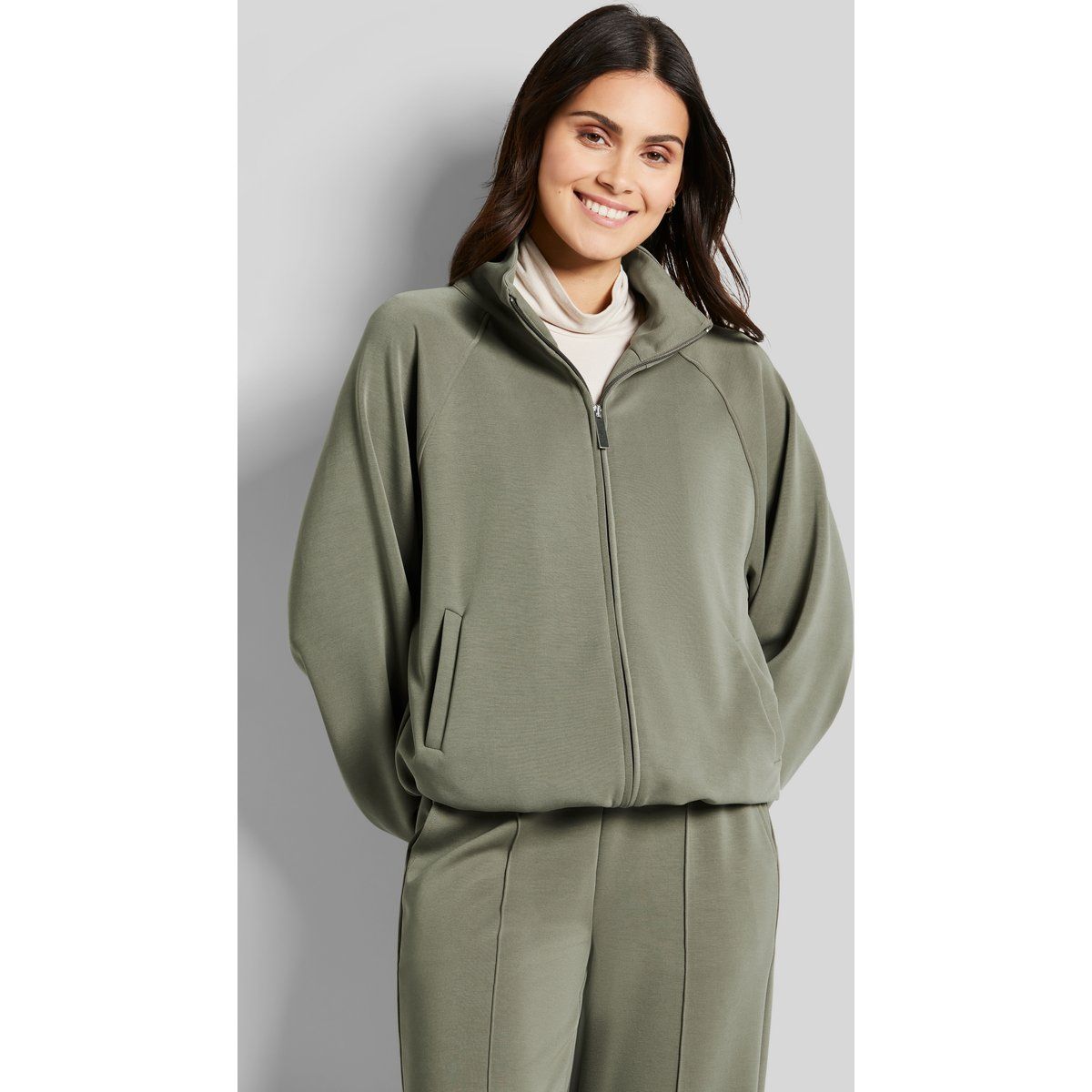 Damen Sweatshirt-Jacke mit Stehkragen