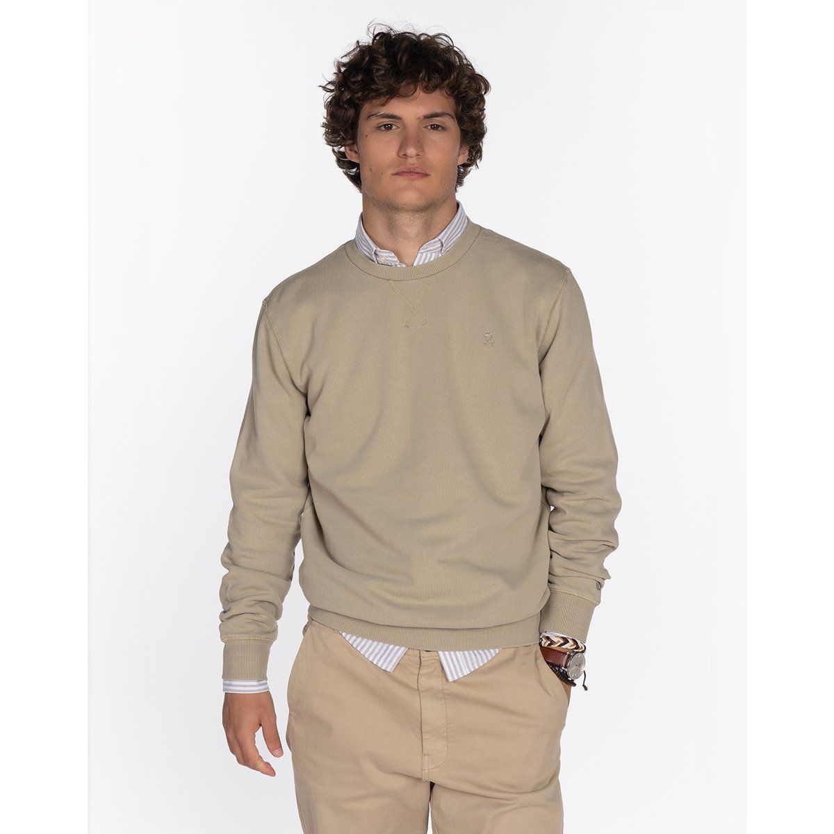 Klassisches Baumwoll-Sweatshirt mit Rundhalsausschnitt