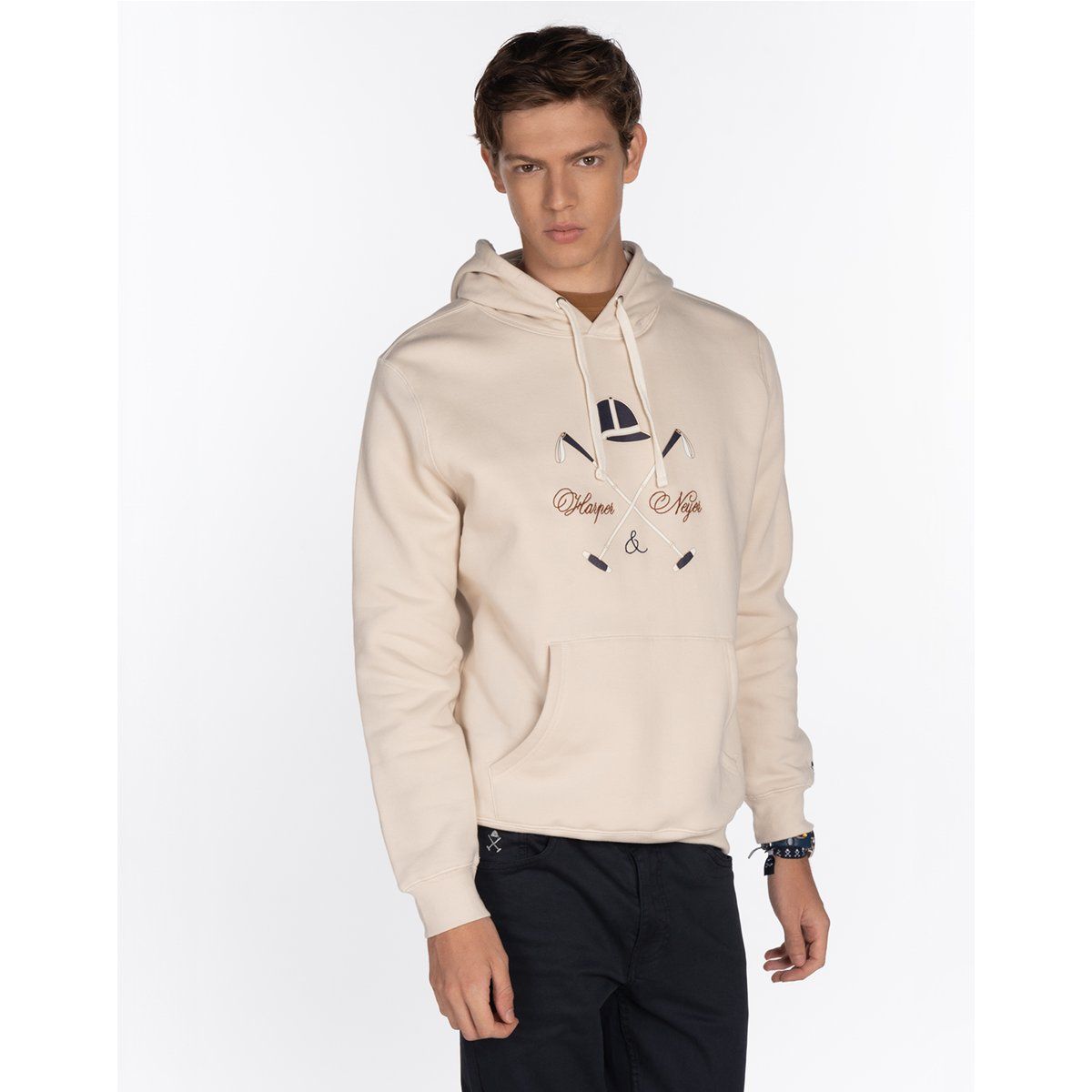 Baumwoll-Hoodie mit gesticktem Logo