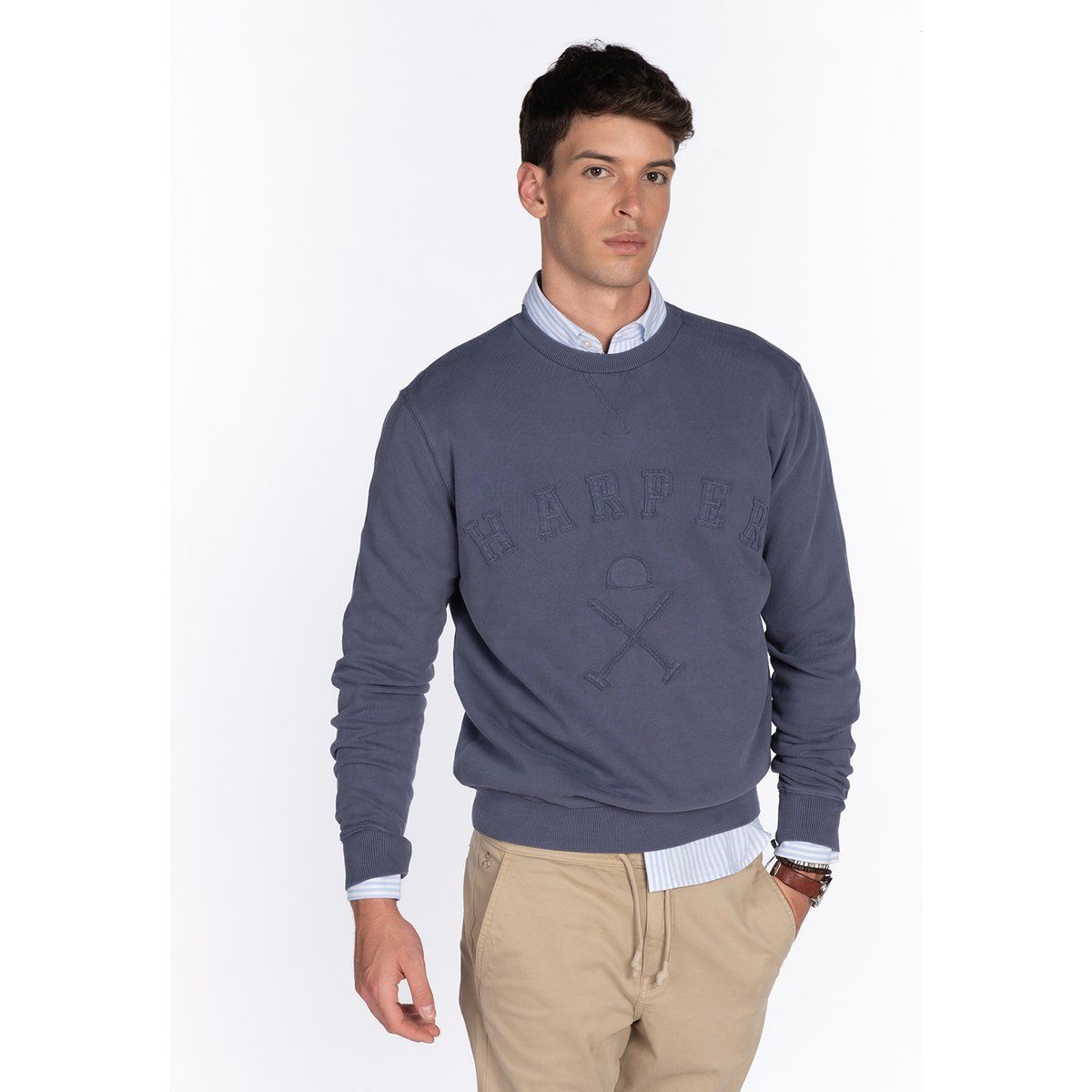 Baumwoll-Sweatshirt mit Logo und Rundhalsausschnitt