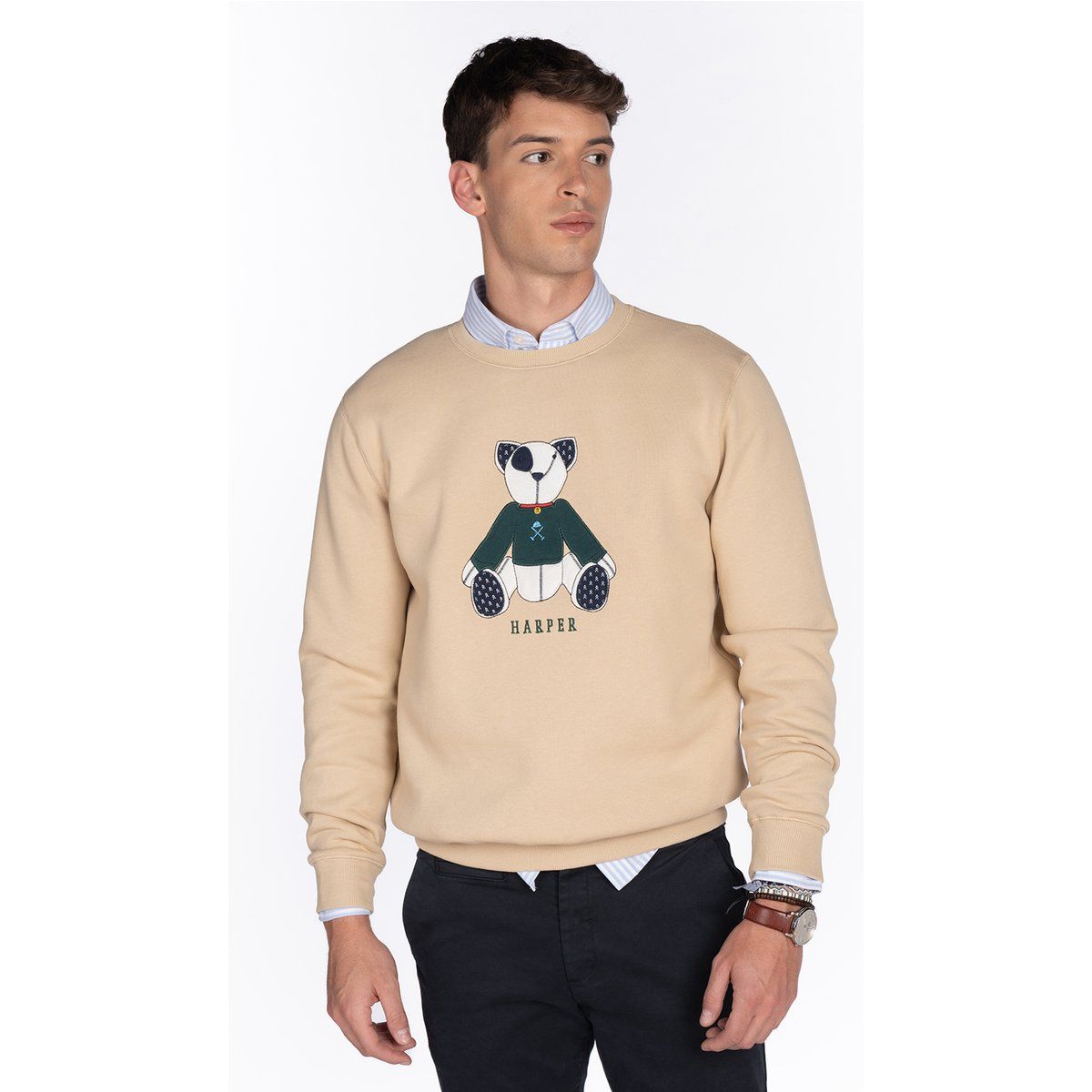 Sweatshirt mit Teddybär-Grafik und Rundhalsausschnitt