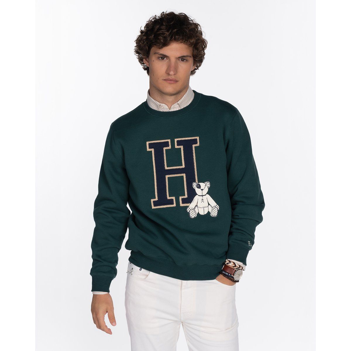 College-Sweatshirt mit Teddybär-Motiv