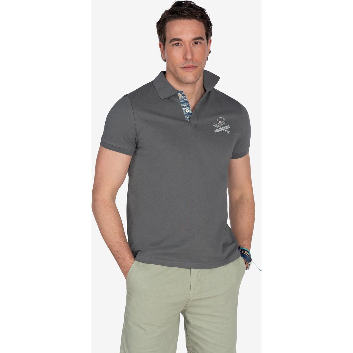 Herren Graues Baumwoll-Poloshirt