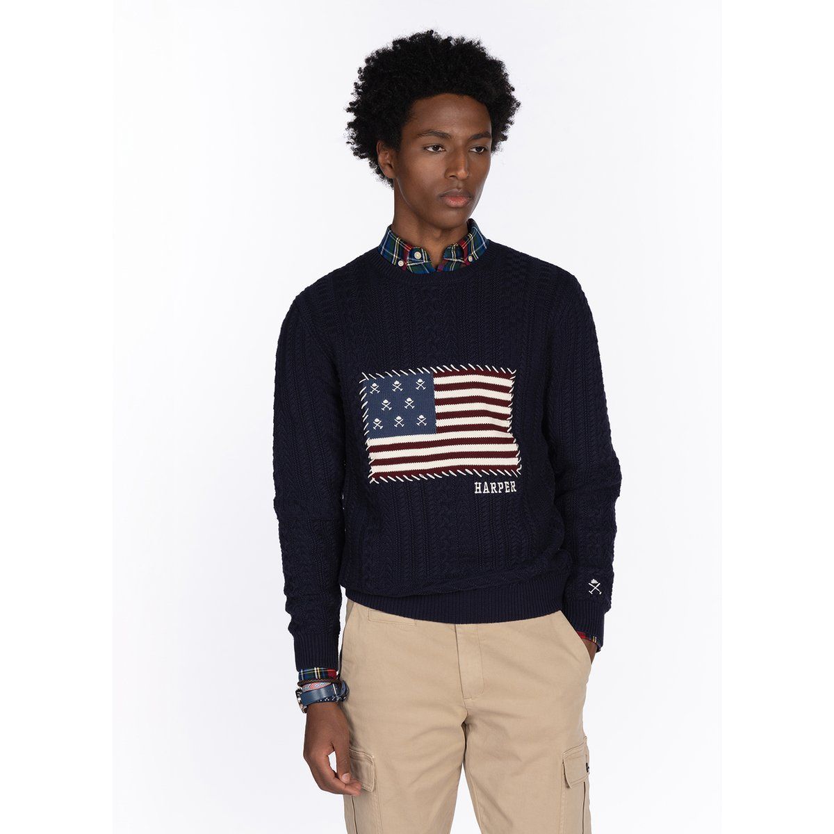 Strickpullover mit amerikanischem Flaggenmuster