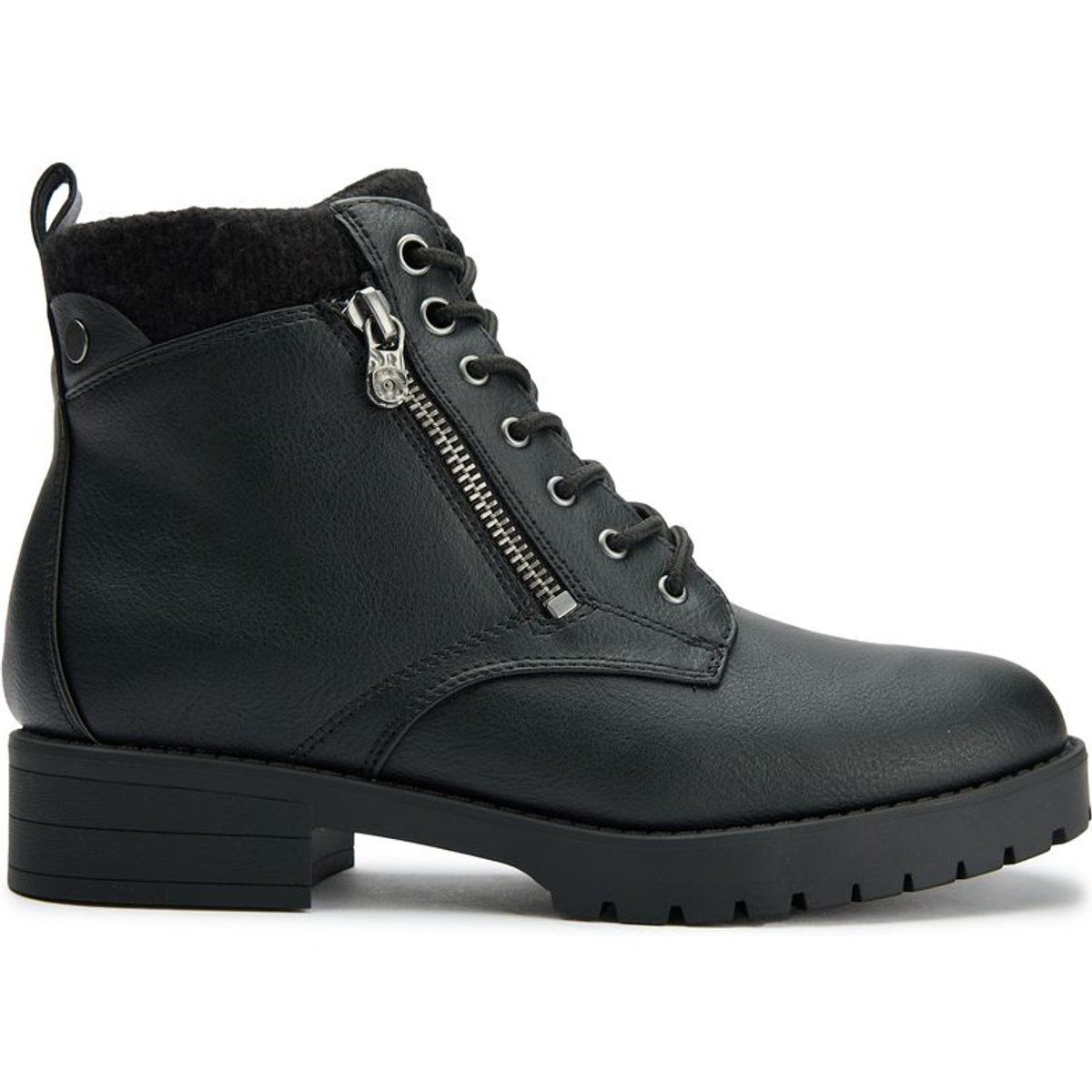 Schnürstiefelette mit Reißverschlussdetail