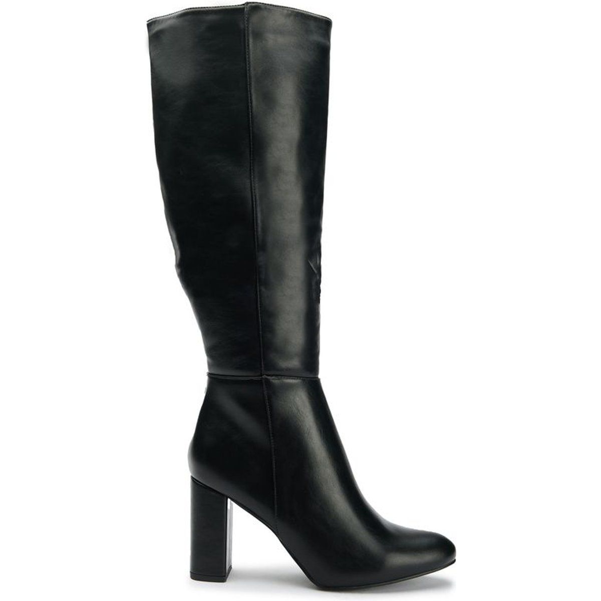 Schwarze Kniehohe Stiefel mit Blockabsatz