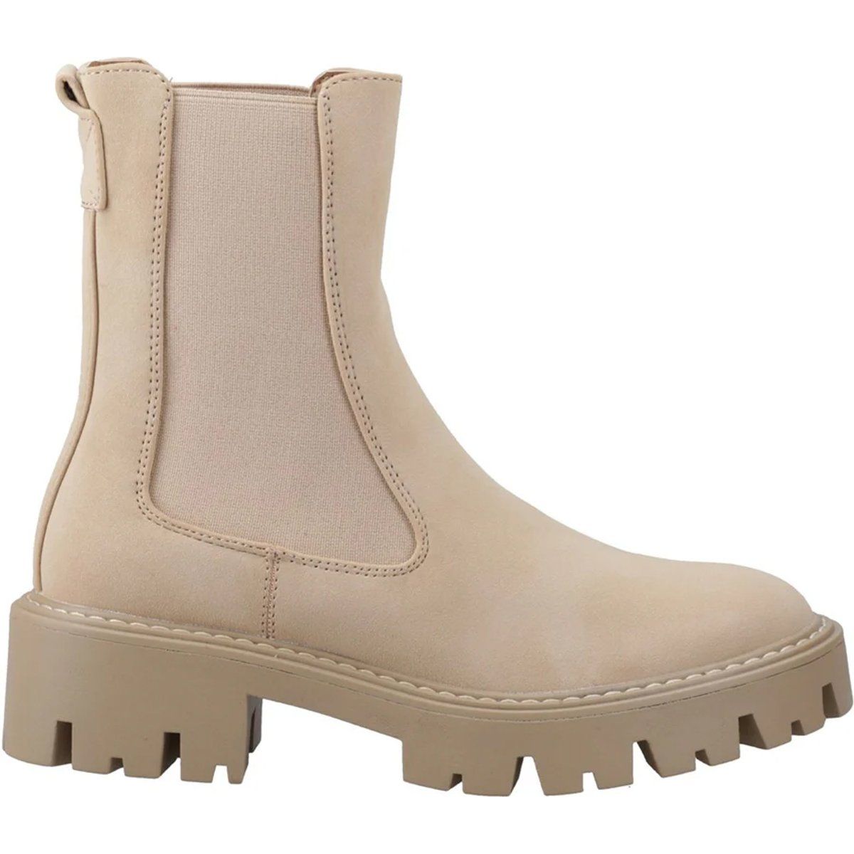 Beige Chelsea Boots mit dicker Sohle