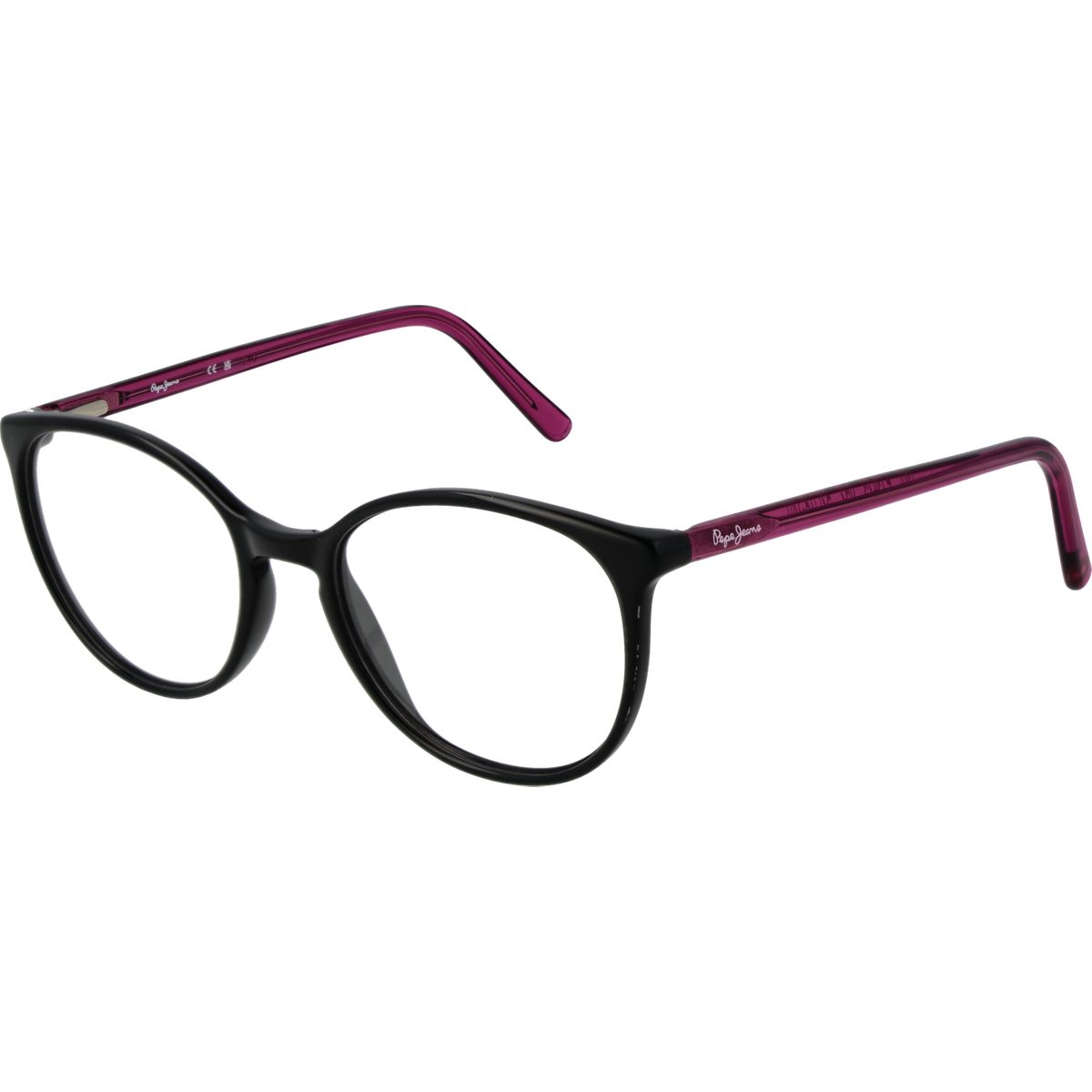 Runde Acetat-Brille mit violetten Bügeln