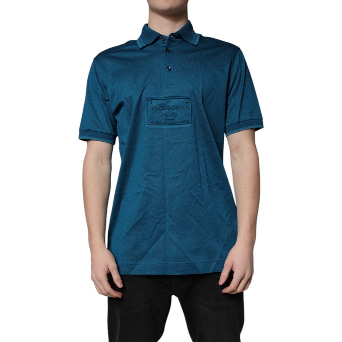Baumwoll-Poloshirt mit geprägtem Logo