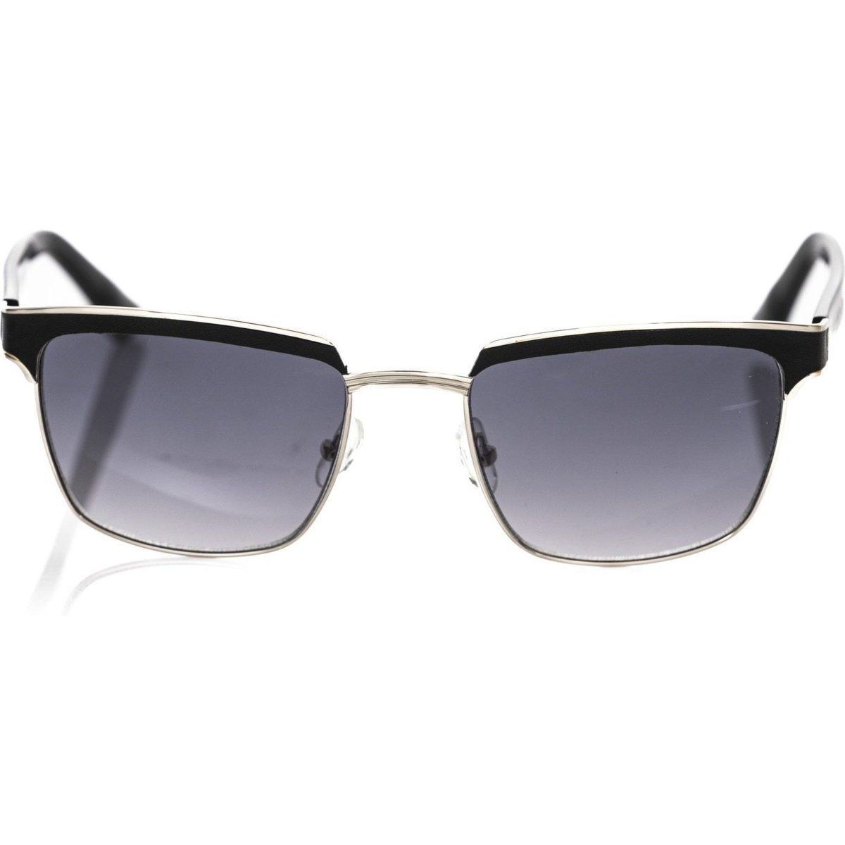 Quadratische Clubmaster-Sonnenbrille mit Materialmix