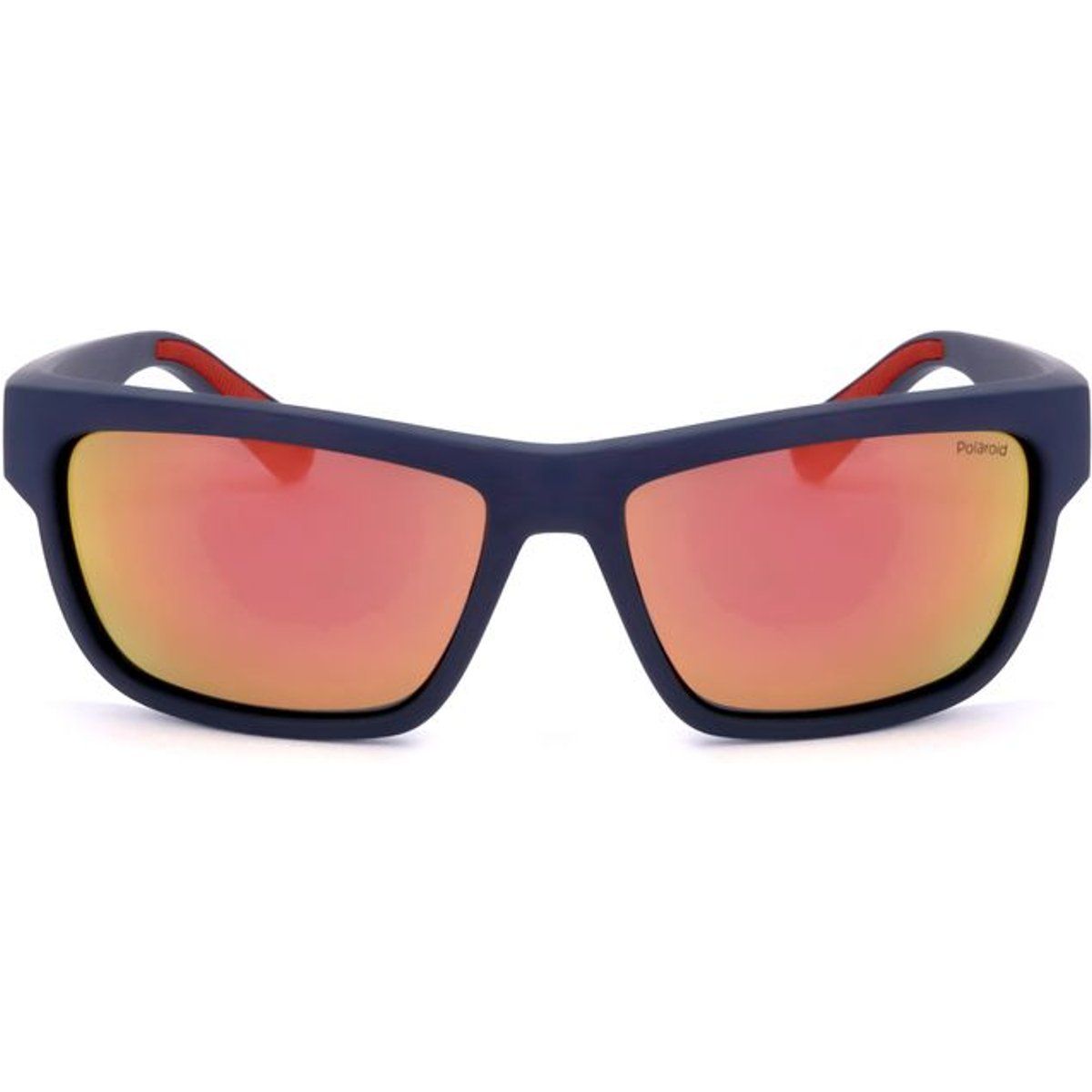 Rechteckige Sonnenbrille Marineblau mit roten Gläsern