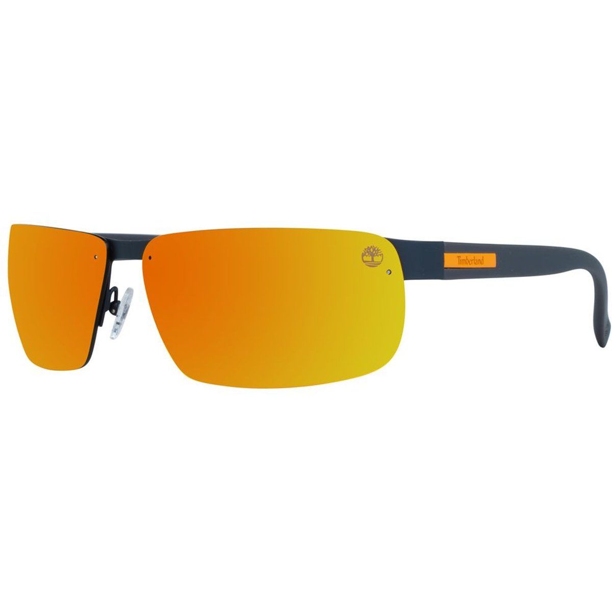 Rechteckige Sonnenbrille mit orangen Spiegelgläsern