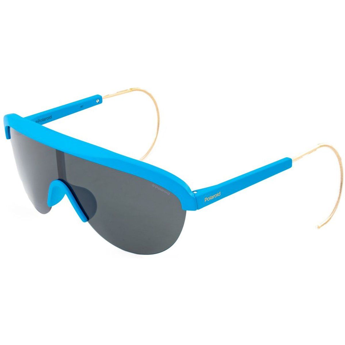 Retro-Schild-Sonnenbrille mit gebogenen Bügeln