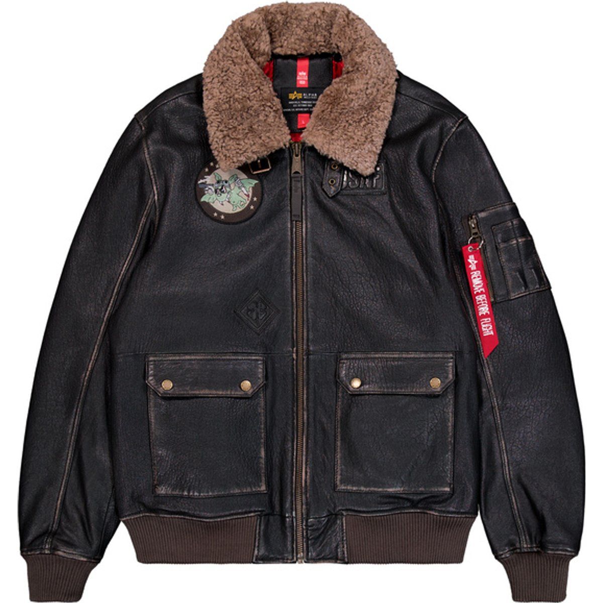 Vintage Leder Bomberjacke mit Fellkragen