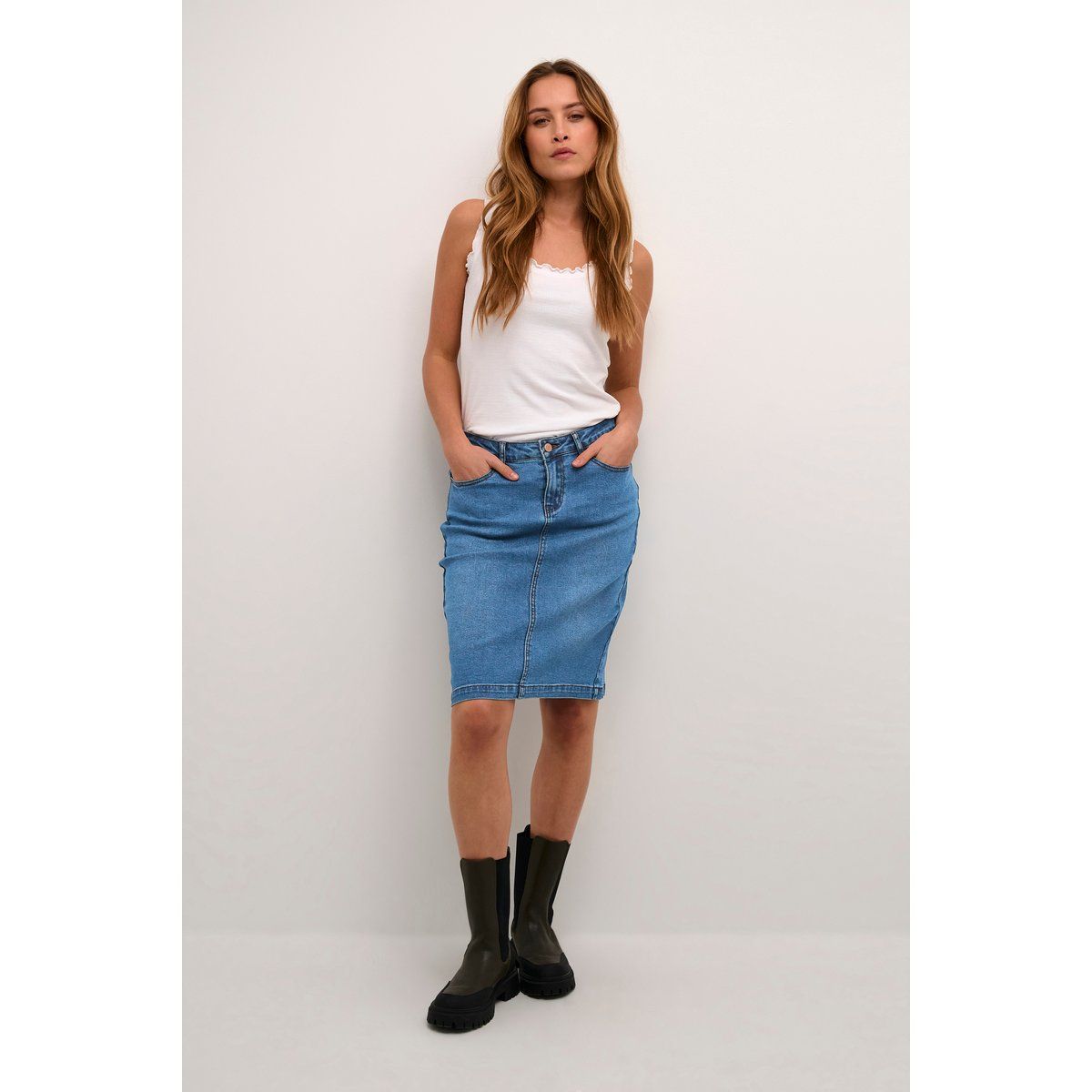 Jeansrock Midi Gerade Passform