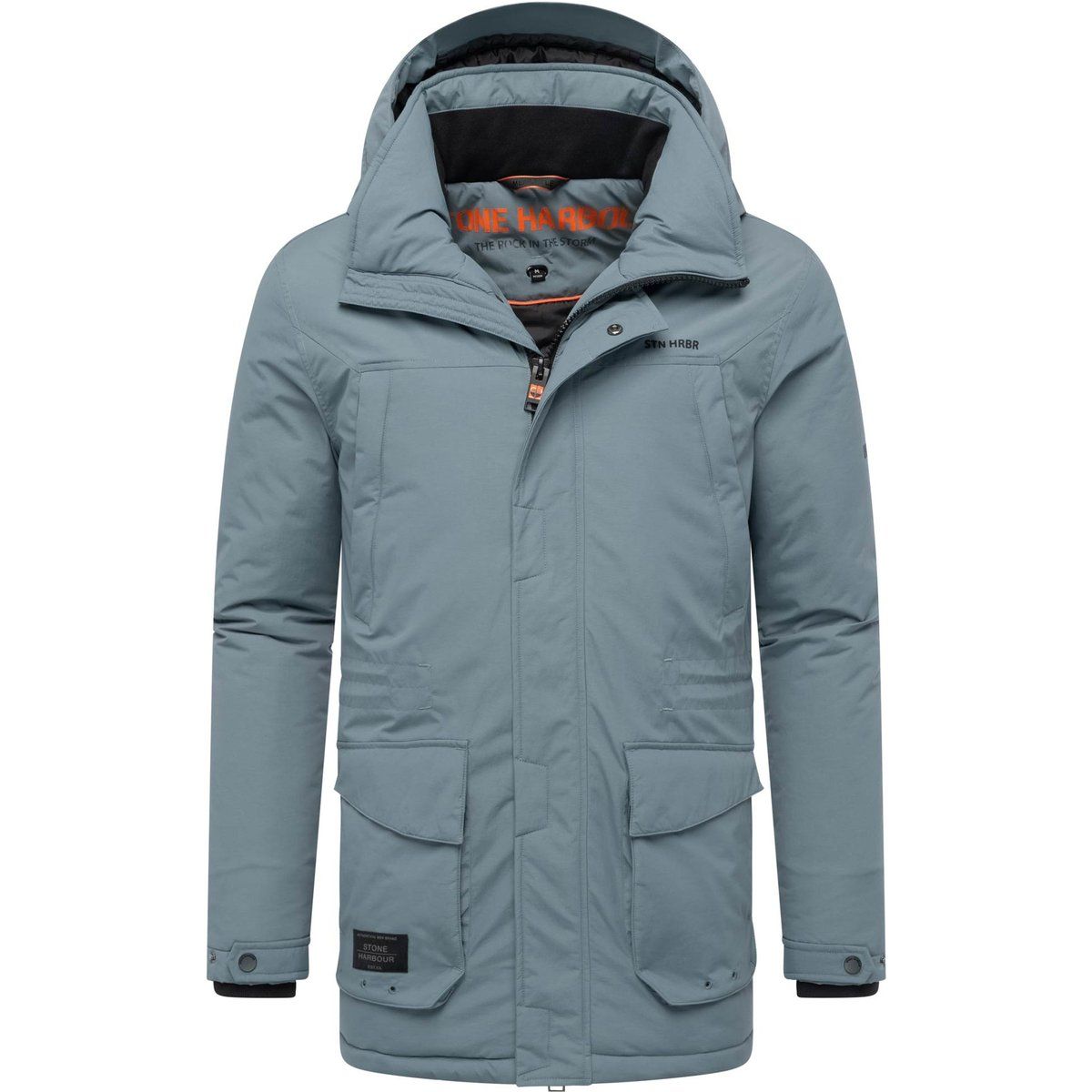 Herren Parka mit Kapuze und Zwei-Wege-Reißverschluss