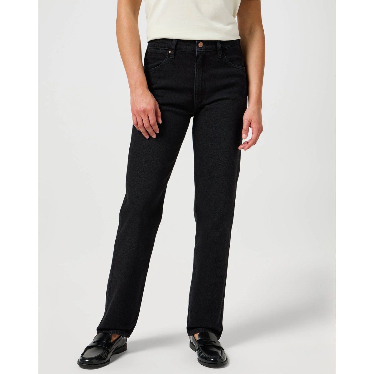 Klassische Straight-Leg Jeans aus schwarzem Denim