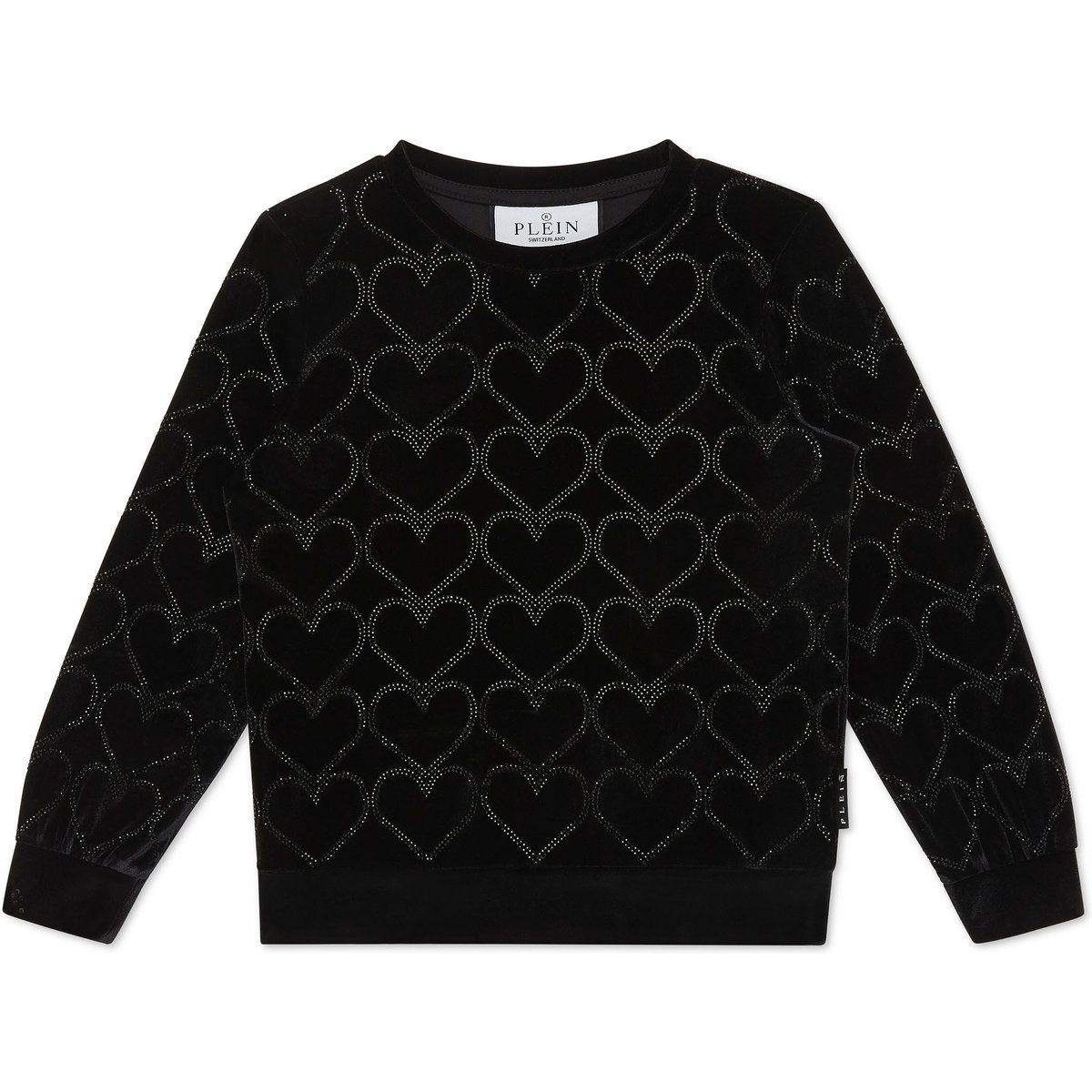 Sweatshirt aus Velours mit Herzmuster