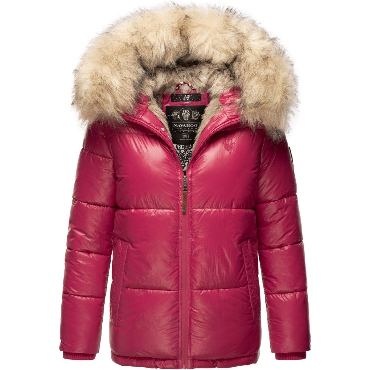 Warme, gefütterte Winterjacke mit Kunstfell