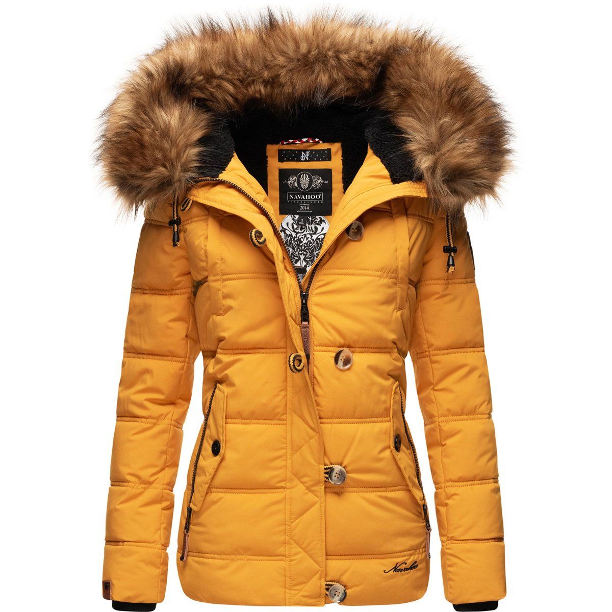 Damen Stepp Winterjacke mit Kunstfellkragen