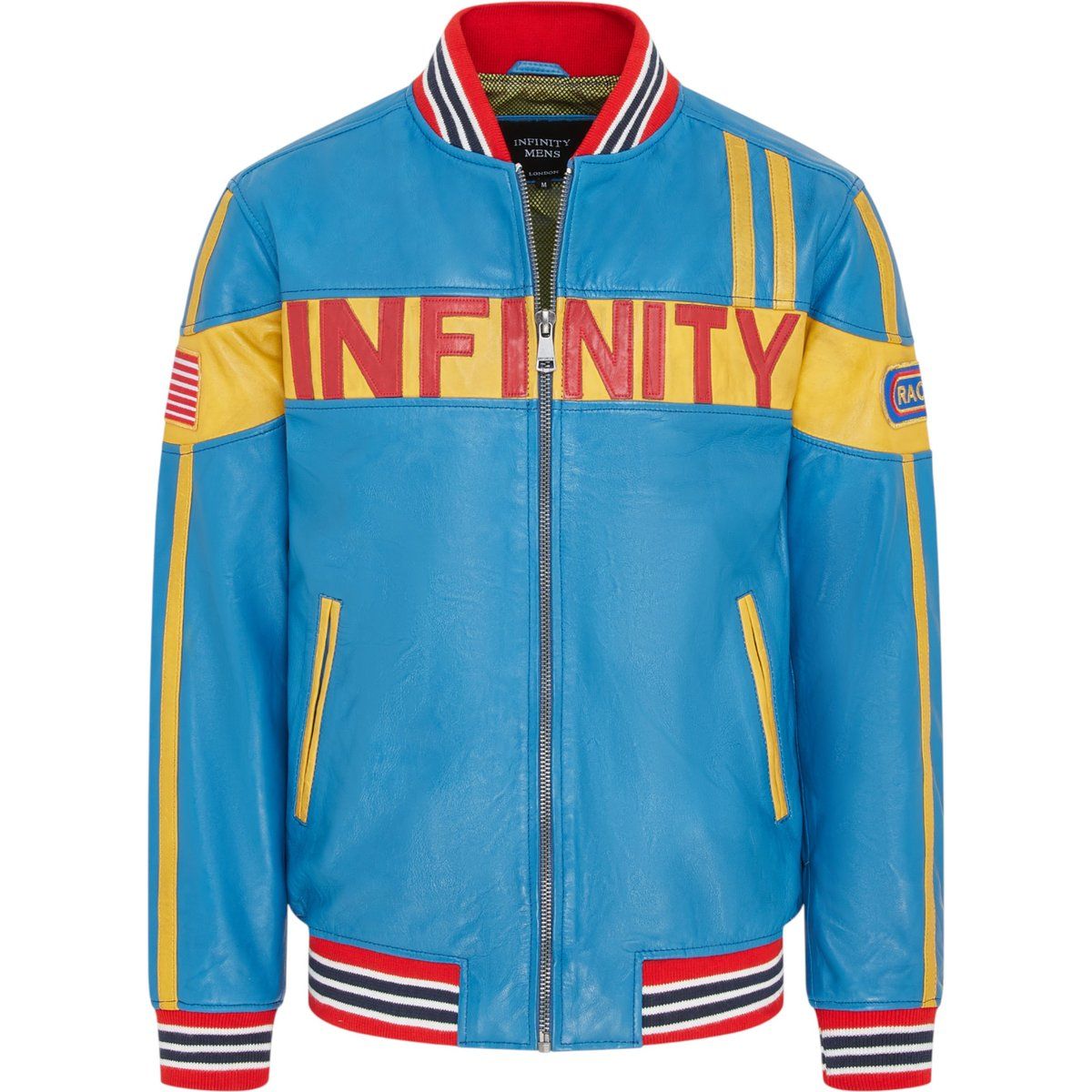 Blau Racing-Lederjacke im Rennstrecken-Stil